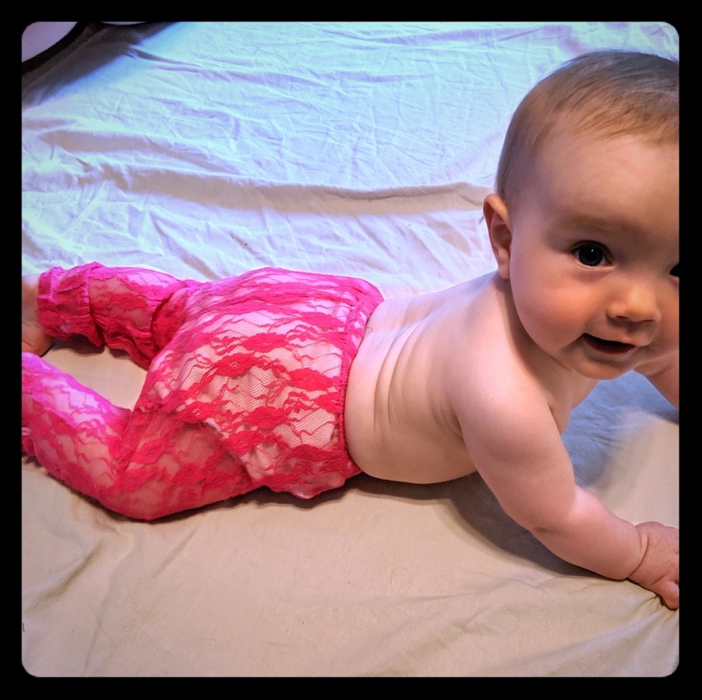 2/$10 Pink lace leggings